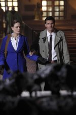 BONES:  Brennan (Emily Deschanel, L) and Booth (David Boreanaz, R) arrive at a church to investigate the remains of a man resembling the devil in the BONES episode "The Devil in the Details" airing Thursday, Feb. 4 (8:00-9:00 PM ET/PT) on FOX.  ©2010 Fox Broadcasting Co.  Cr:  Greg Gayne/FOX