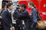 BONES:  Brennan (Emily Deschanel, R) and Cam (Tamara Taylor, C) examine Booth (David Boreanaz, L) after he is too close to an explosion in the BONES episode "The Goop on the Girl" airing Thursday, Dec. 10 (8:00-9:00 PM ET/PT) on FOX.  ©2009 Fox Broadcasting Co.  Cr:  Greg Gayne/FOX
