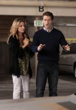 GLEE: Terri (Jessalyn Gilsig, L) has a surprise for Will (Matthew Morrison, R) in the "Hairography" episode of GLEE airing Wednesday, Nov. 25 (9:00-10:00 PM ET/PT) on FOX. ©2009 Fox Broadcasting Co. CR: Carin Baer/FOX